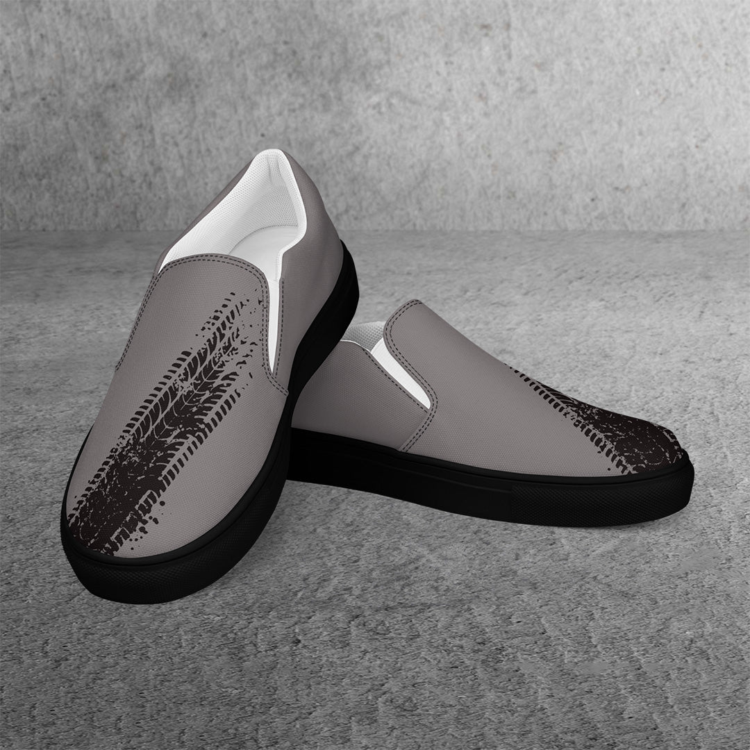 Men’s gray red slip-on canvas shoes