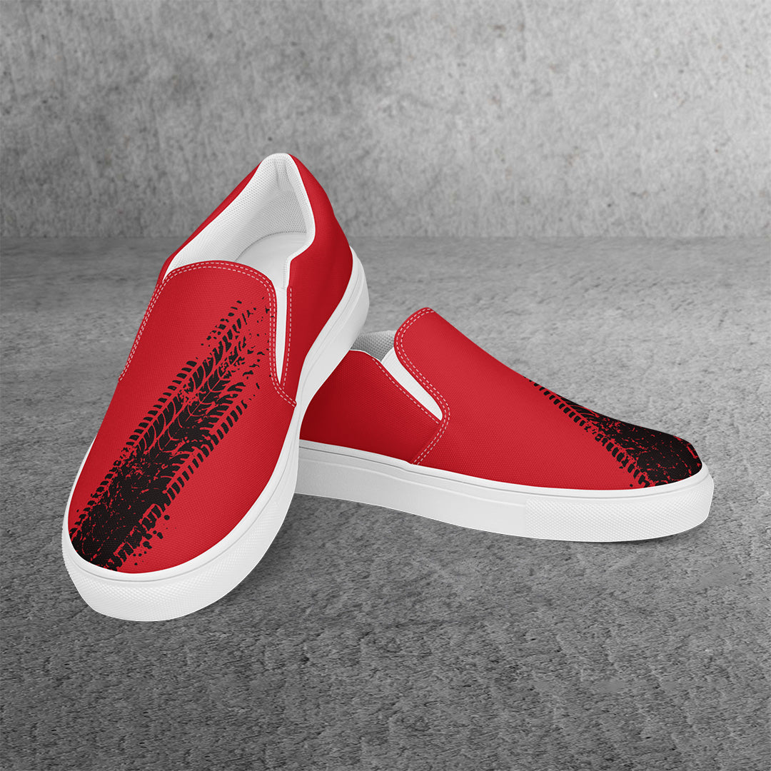 Women’s red slip-on canvas shoes